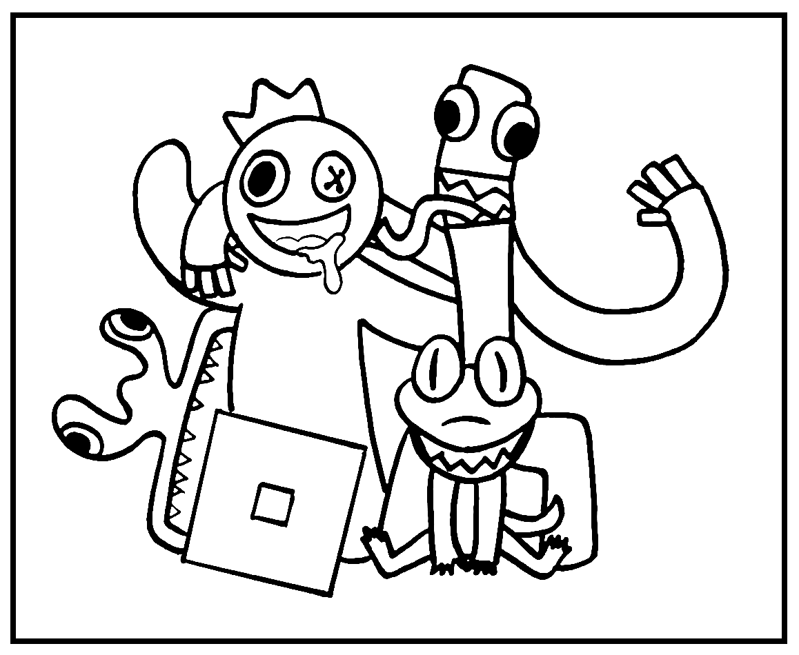 Rainbow Friends Blue Coloring Pages Printable Minimalist Blank Printable