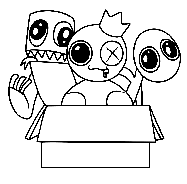 Roblox Rainbow friends in Box Coloring Page