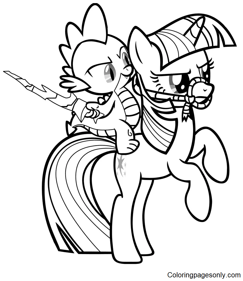 Spike and Twilight Sparkle Coloring Page