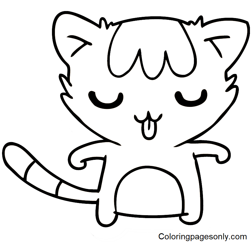 Sticker Cute Cat Coloring Pages