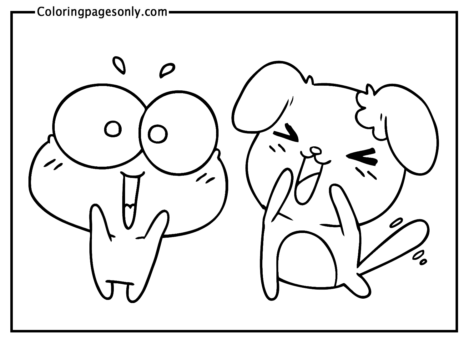 Sticker Frog And Dog Coloring Pages