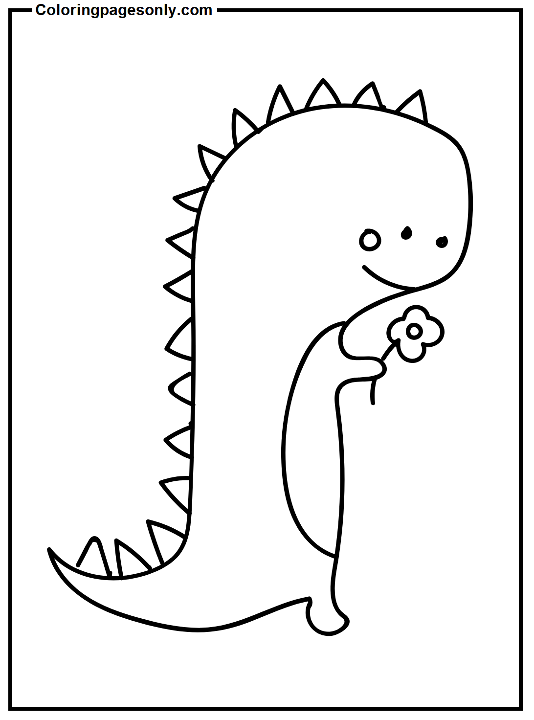 T-rex With Flower Coloring Pages