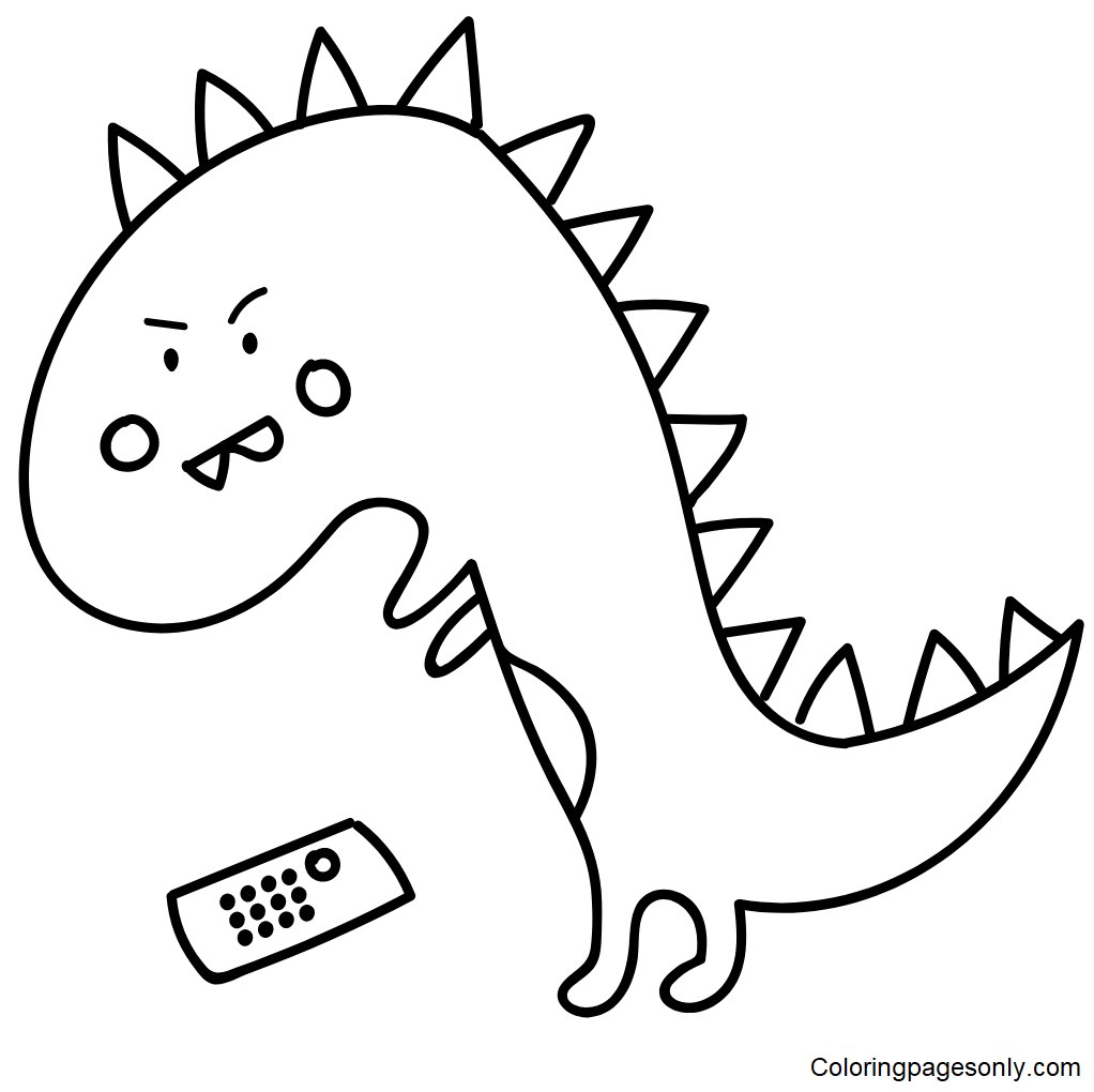 T-rex with Remote Coloring Pages