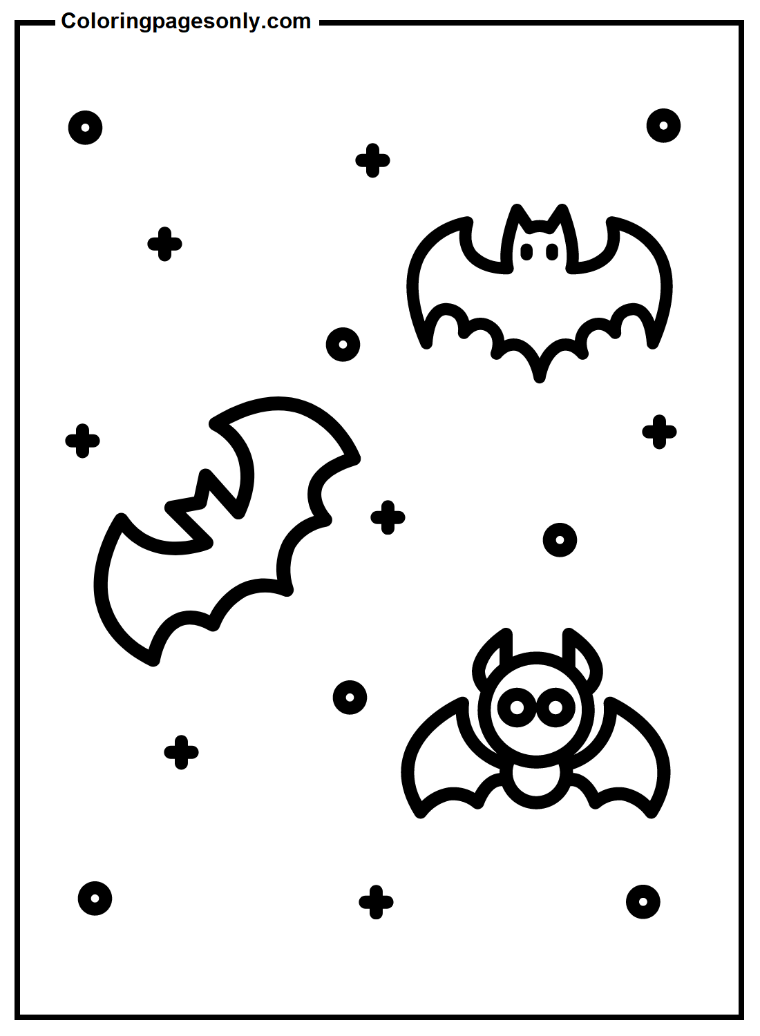 Three Bats For Kids Coloring Pages