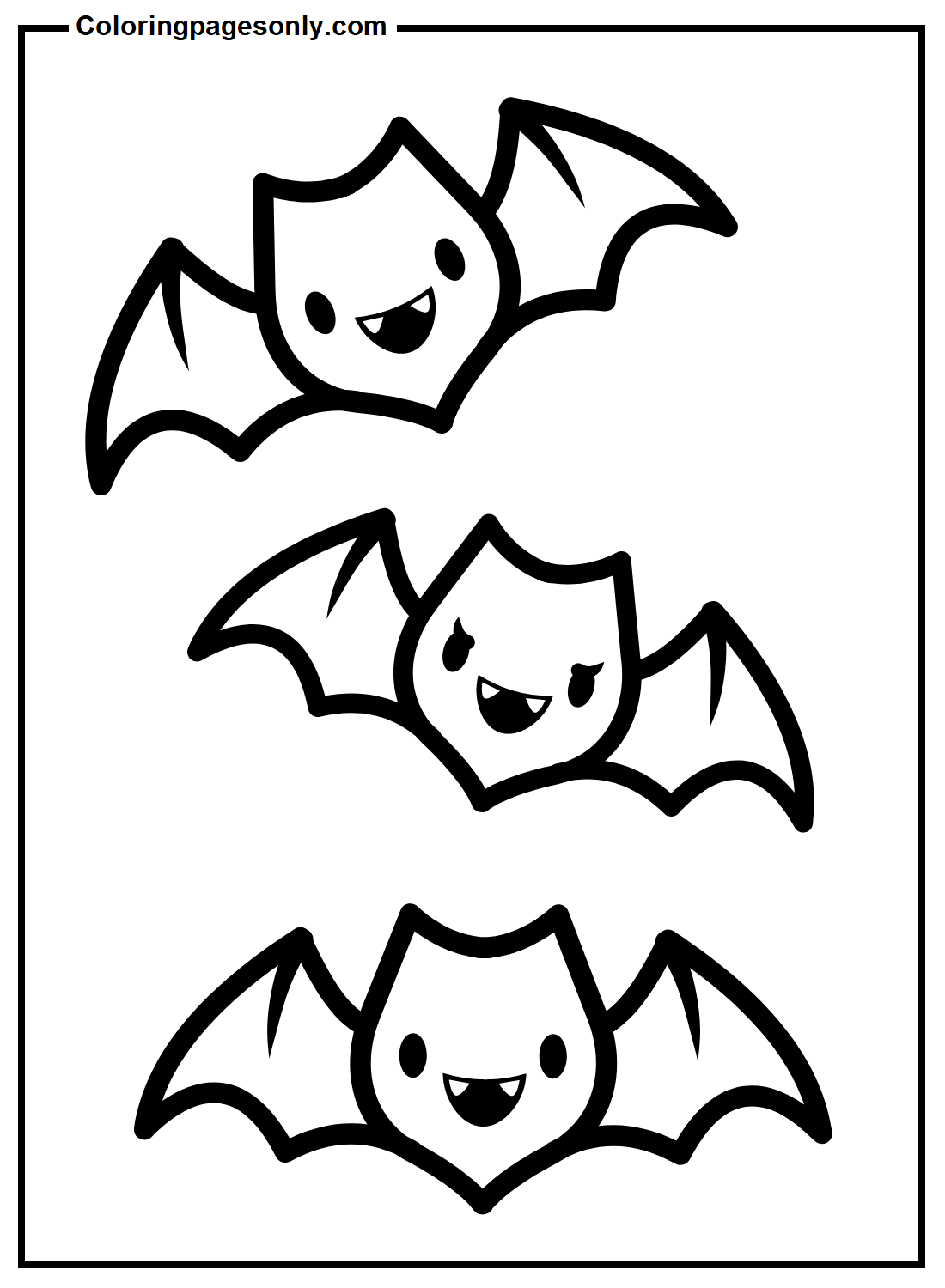 Three Bats Coloring Pages