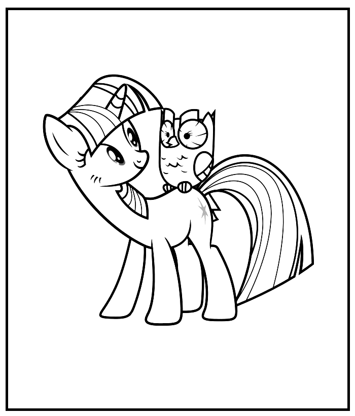 Twilight Sparkle And Owl Coloring Pages
