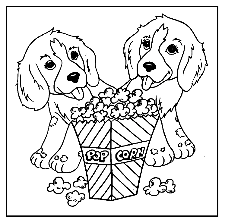 Deux chiens avec du pop-corn de Popcorn