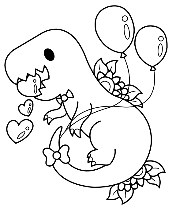Tyrannosaurus Rex Valentine’s Day Coloring Pages