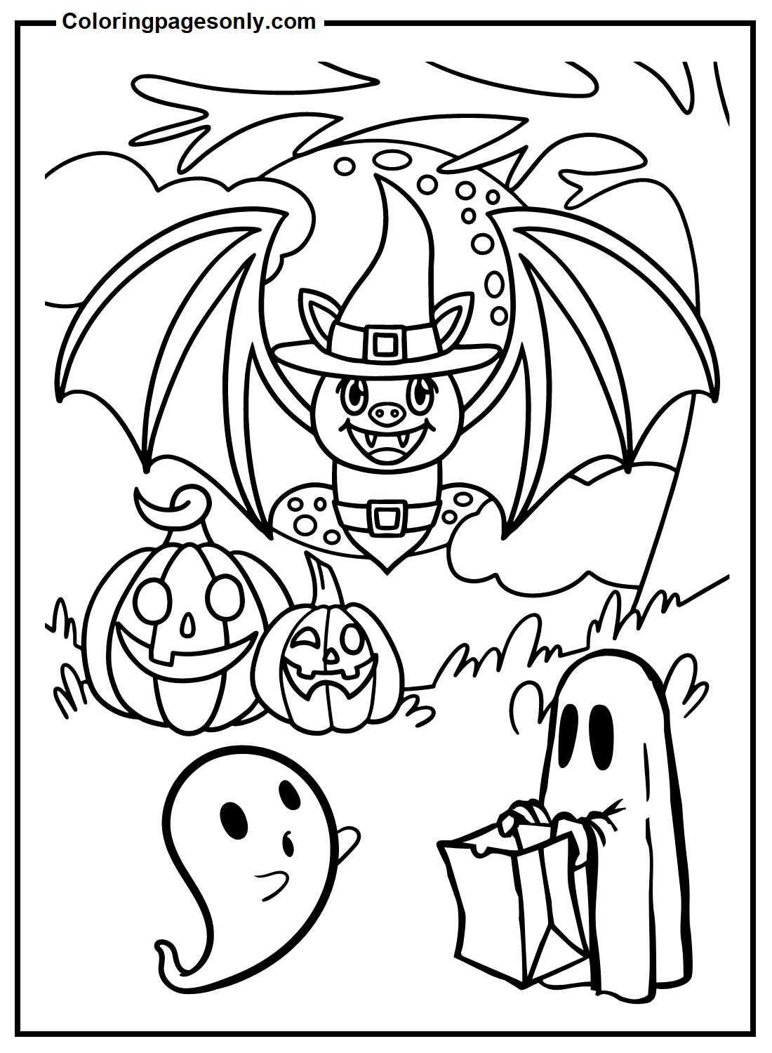 Vampire Bat Halloween Coloring Pages