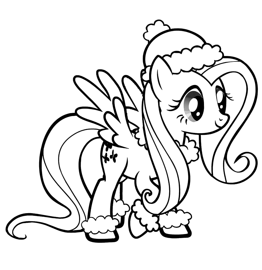 Winter Fluttershy Pony Coloring Page