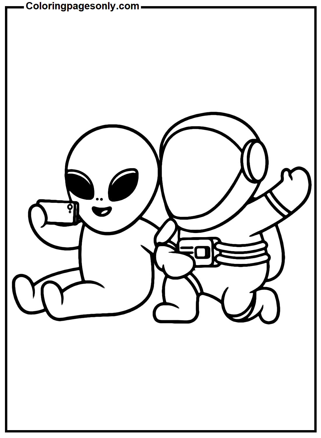 Selfie de extraterrestre y astronauta de Selfie