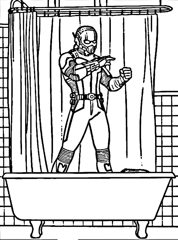 Человек-муравей, стоящий в ванне из «Мстителей»