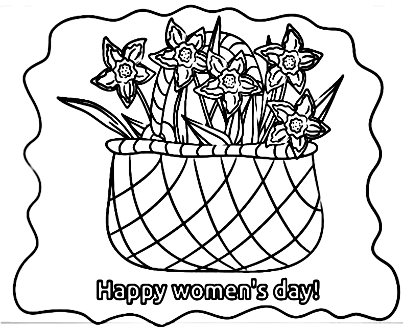 Basket Flowers Women s Day Coloring Pages