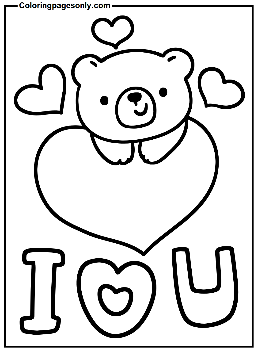 Bear with Heart Valentine’s Day Coloring Page