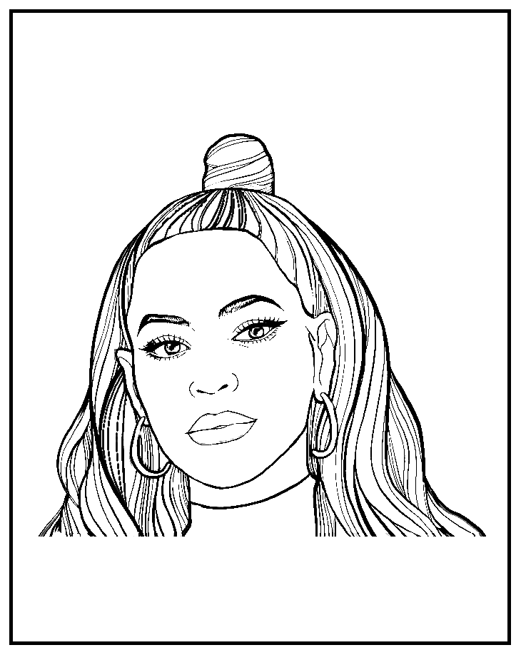 Beyonce Singer Image Coloring Page Free Printable Coloring Pages