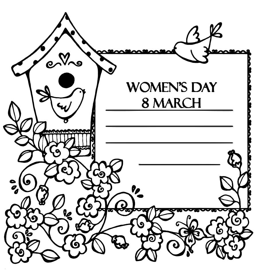 Birdhouse and Womens Day Coloring Pages