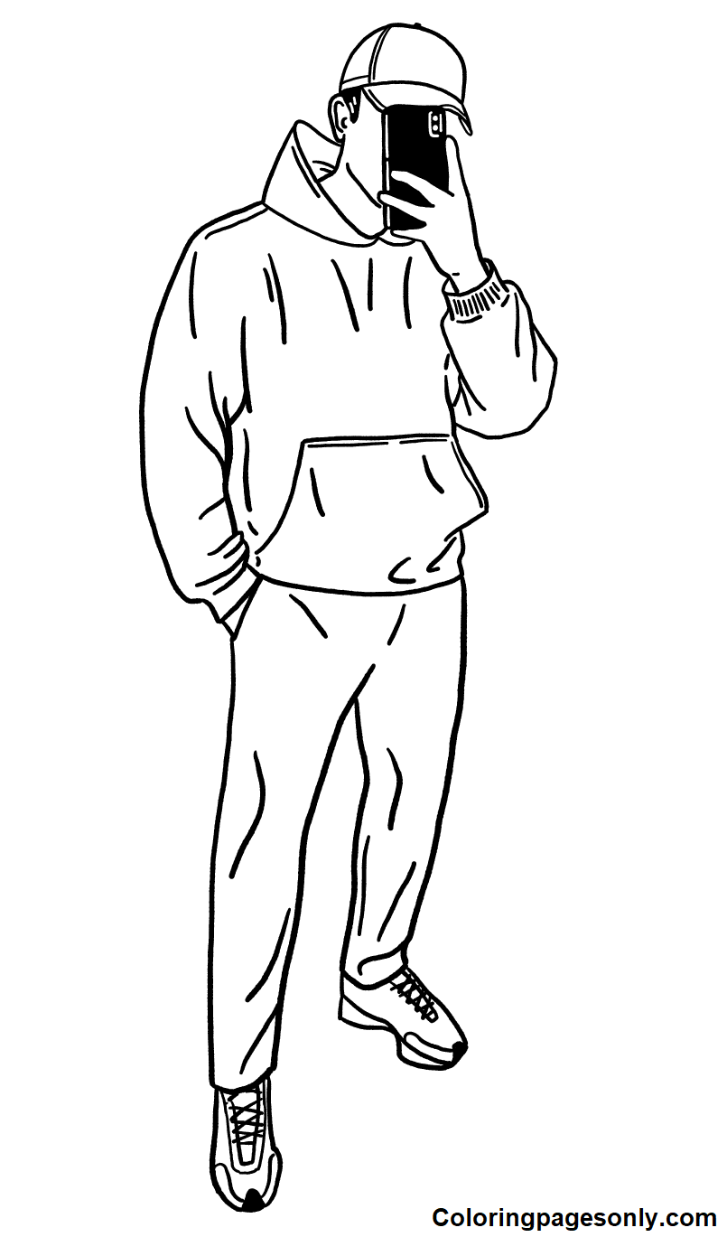 Boy Selfie Coloring Pages
