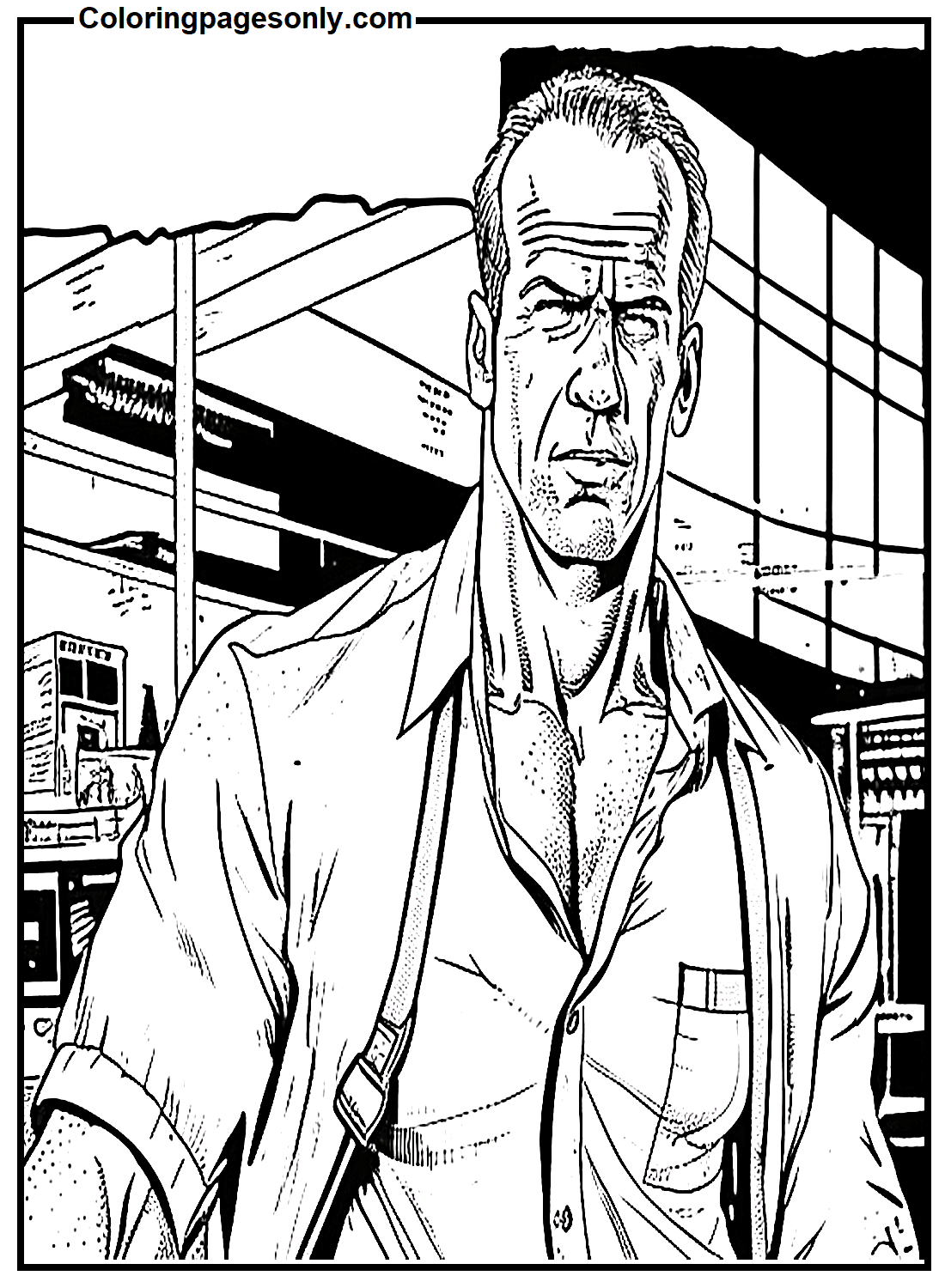 Bruce Willis As John McClane Image Coloring Pages