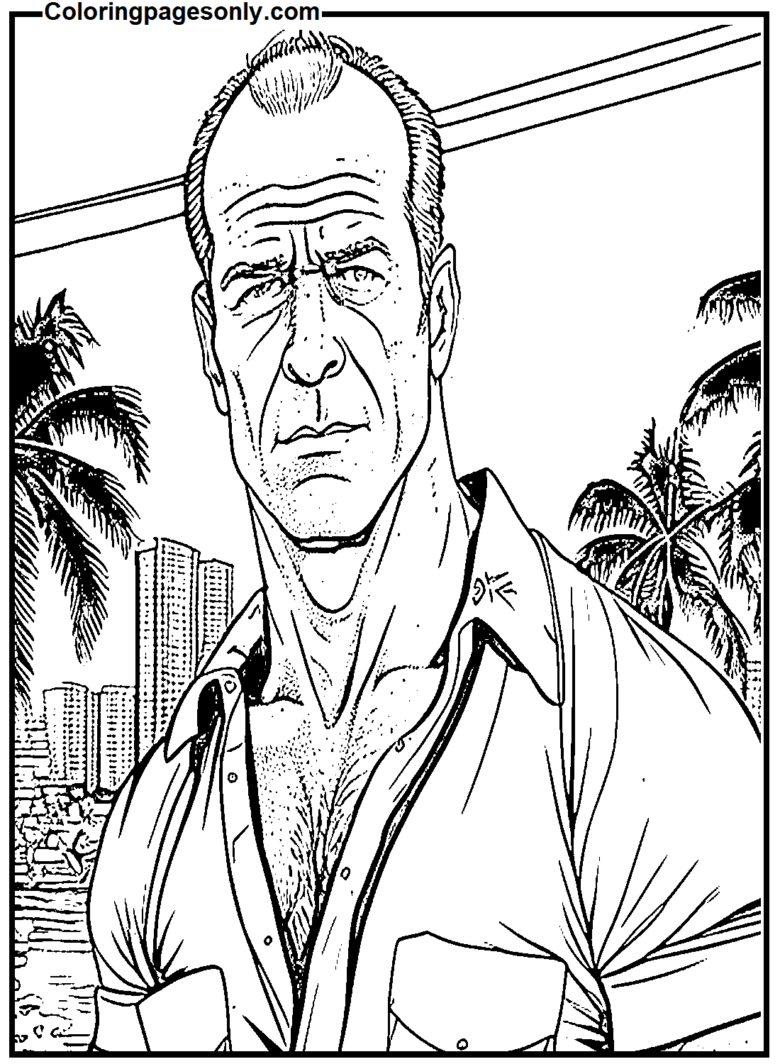 Bruce Willis As John McClane Coloring Pages