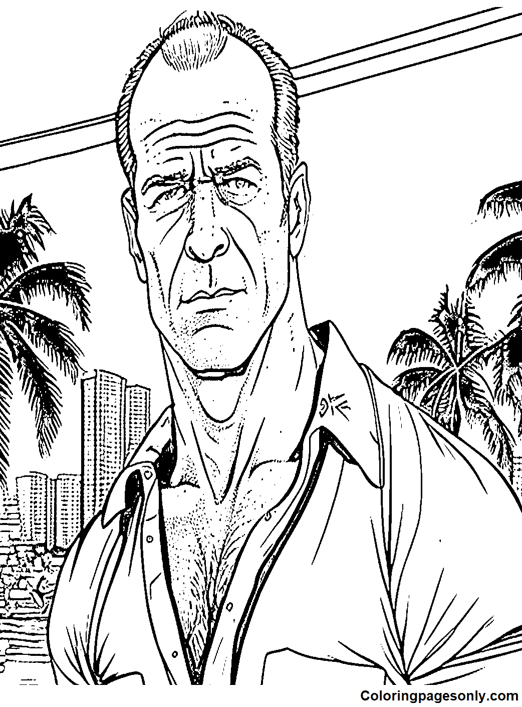 Bruce Willis as John McClane Coloring Pages