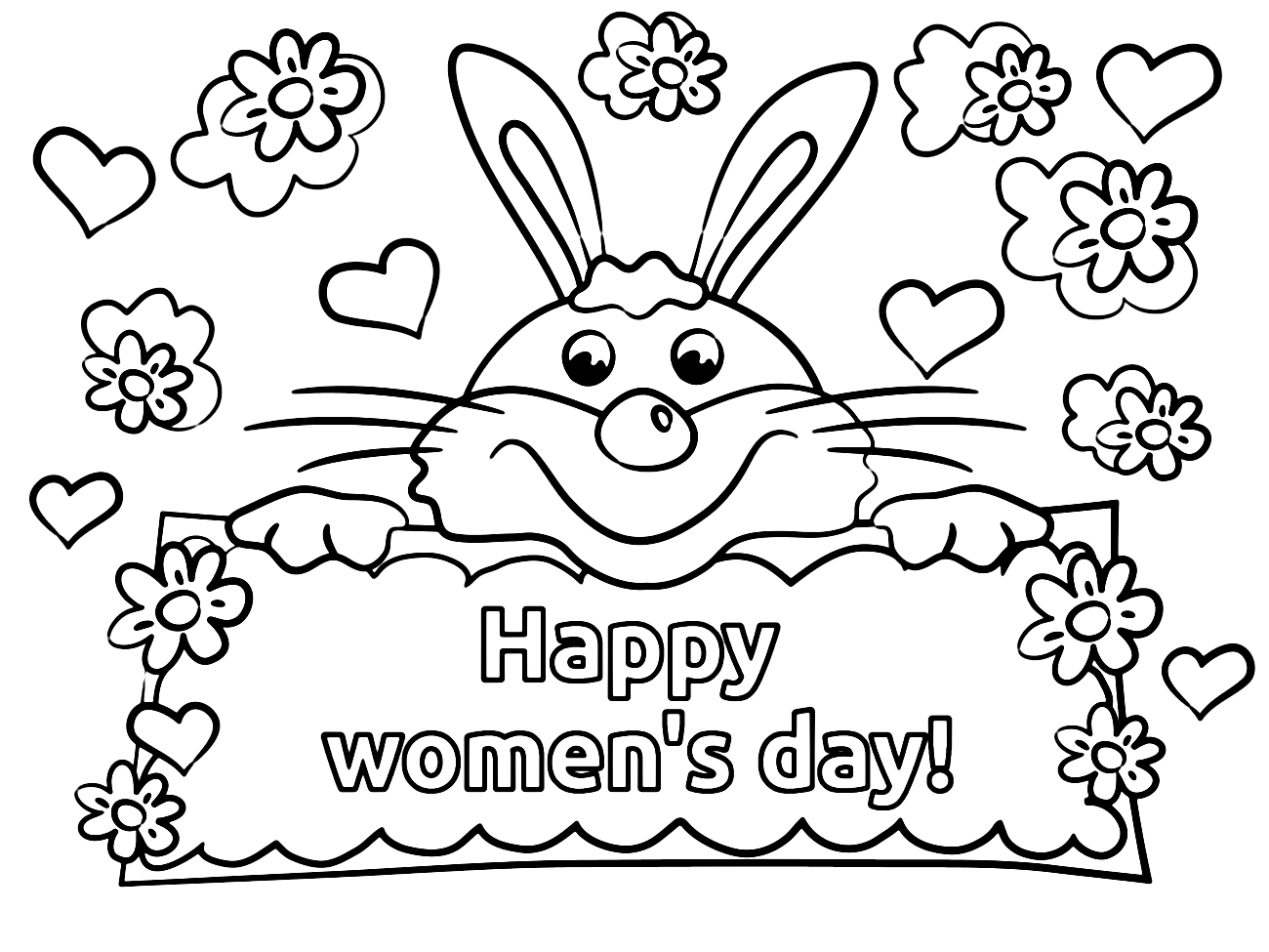 Tarjeta de conejita del Día de la Mujer de Bunny