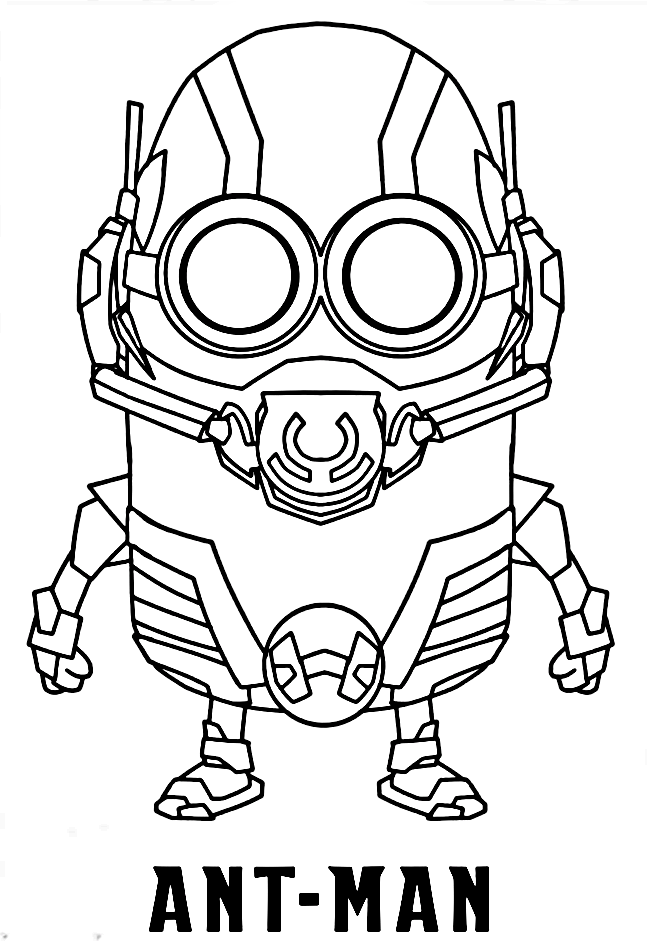 Chibi cute robot Ant-man in Ant-man cartoon Coloring Pages