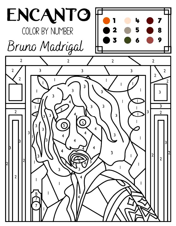 Color By Number Bruno Coloring Pages