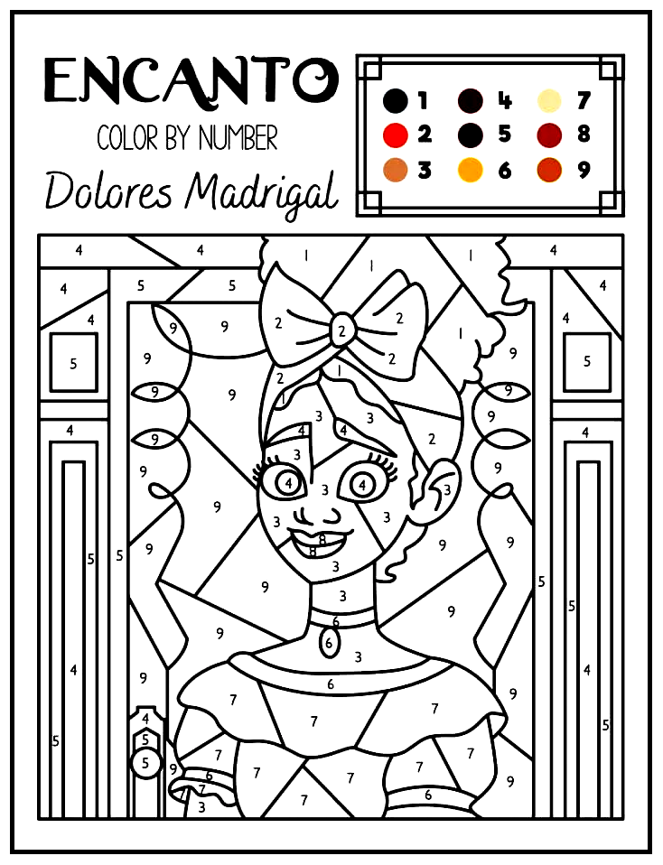 Kleur op nummer Dolores kleurplaat
