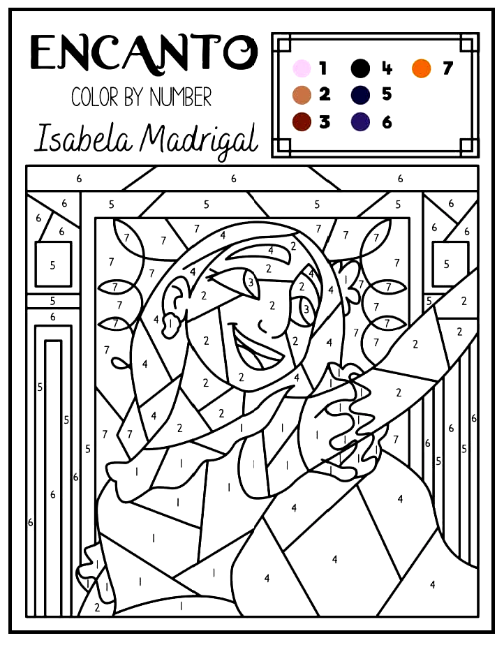 Colorea por números Isabela de Encanto