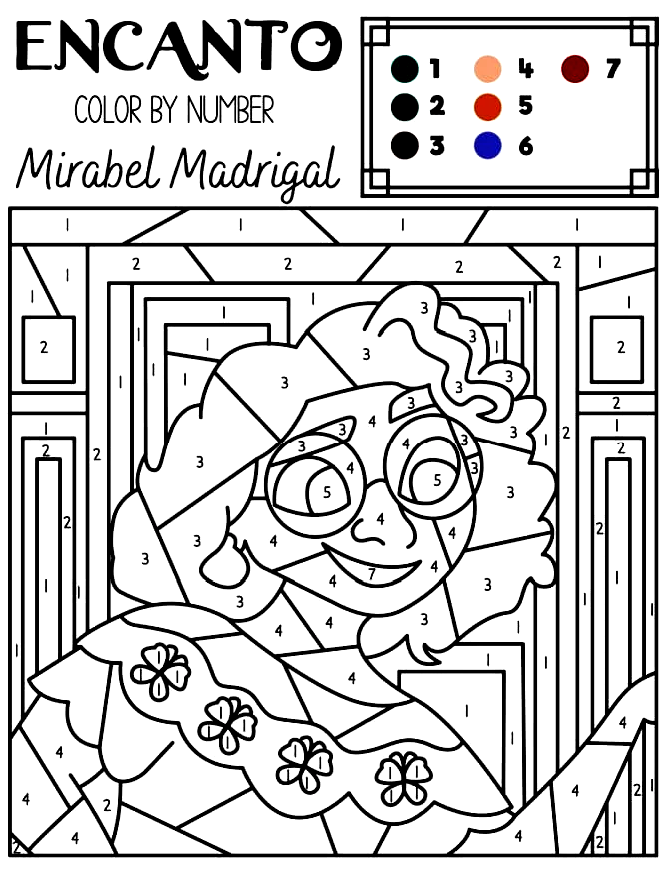 Color By Number Mirabel Coloring Pages