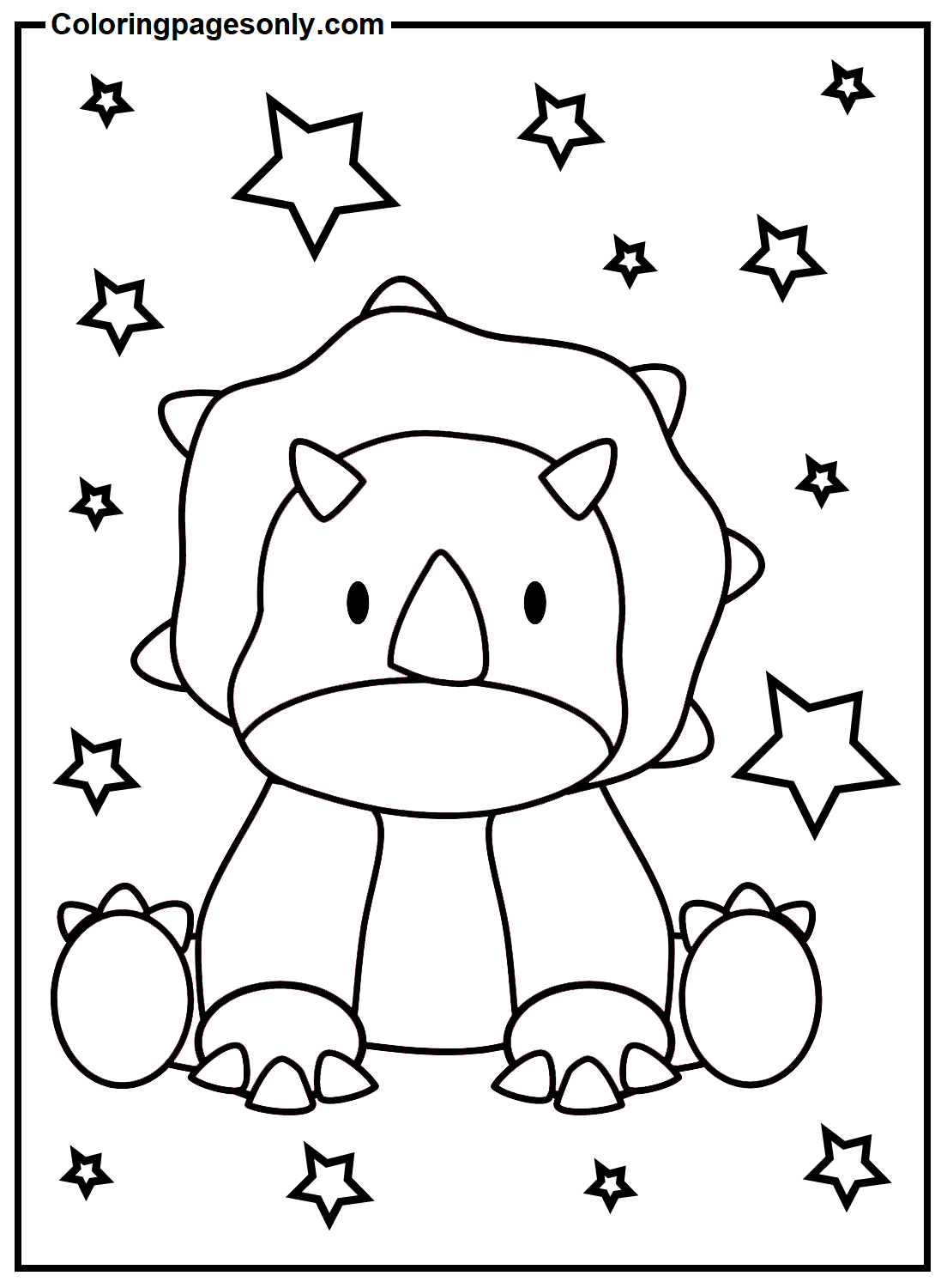 Cute Baby Triceratops Coloring Pages