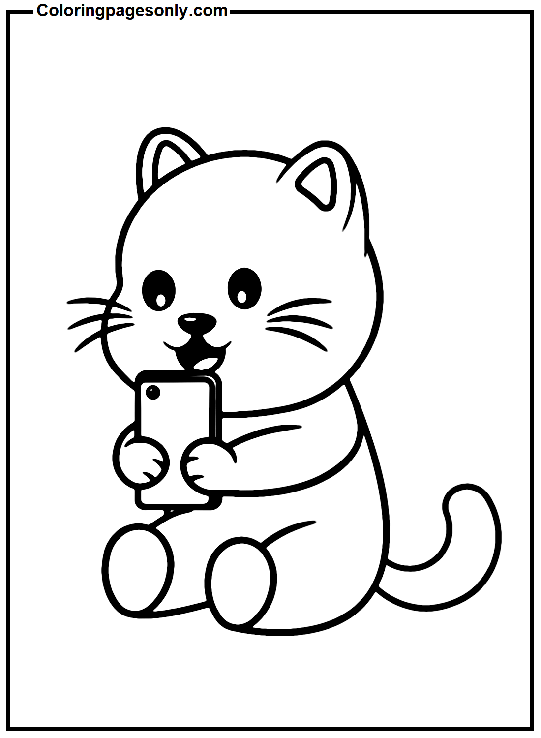 Cute Cat Selfie Coloring Pages