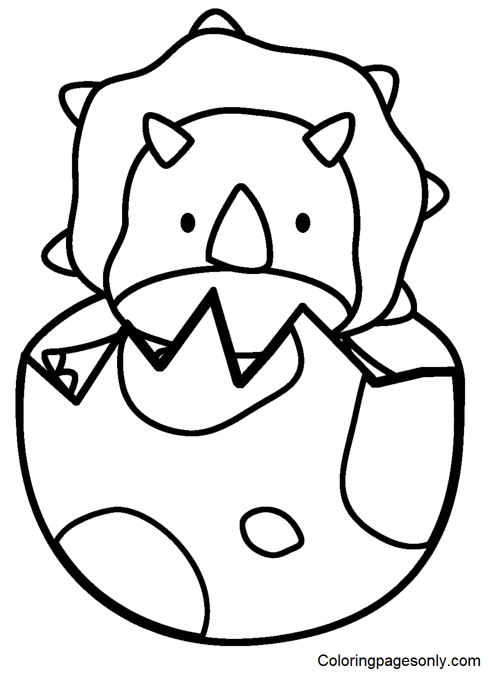 Cute Triceratops in Egg Coloring Pages