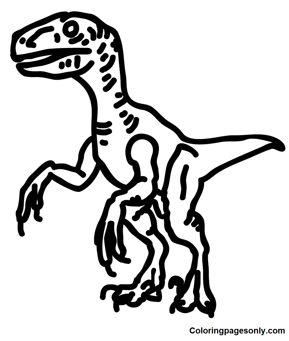 Dinosaur Velociraptor Picture Coloring Page