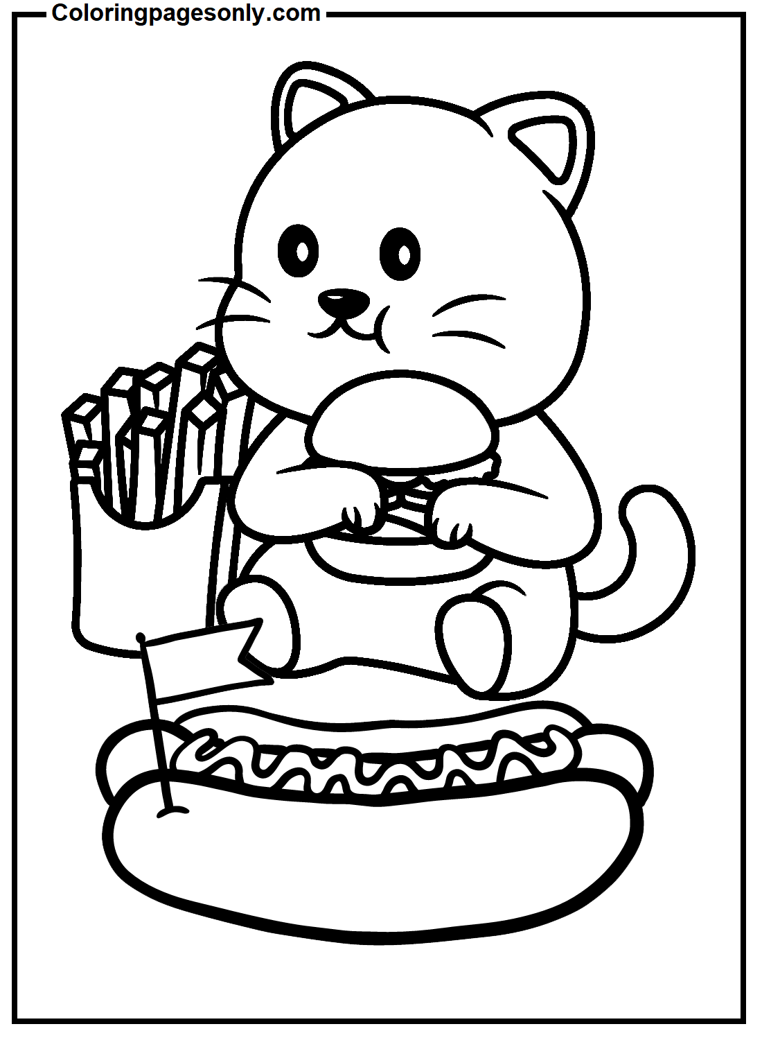 Festa Junina Hot Dog With Cat Coloring Pages