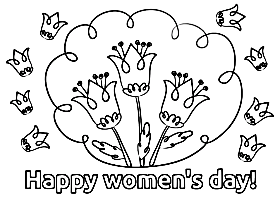Flowers for Womens Day Coloring Page