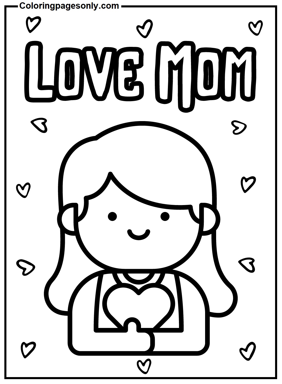 Girl Love Mom Coloring Page