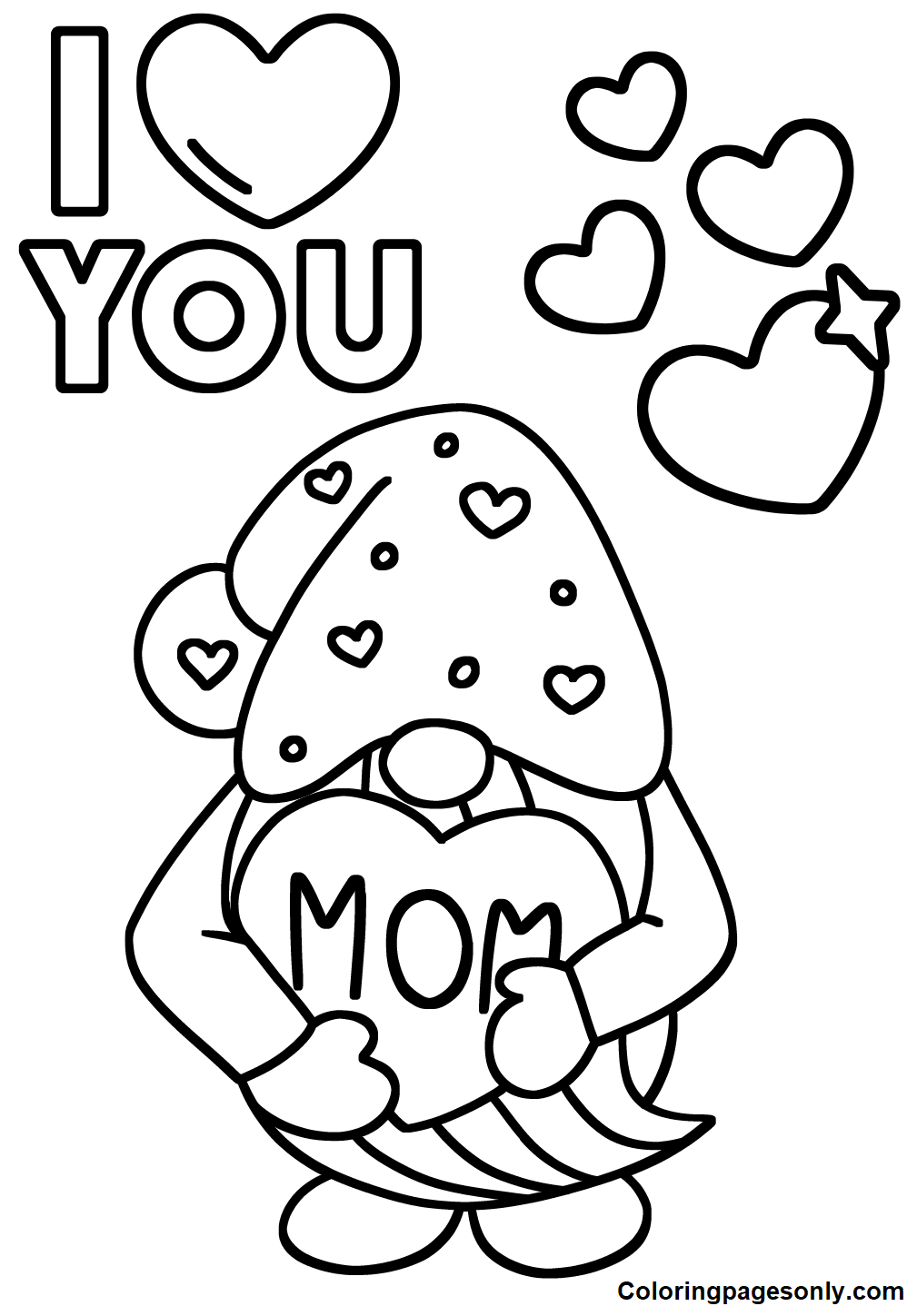 Gnome Love Mom Coloring Pages