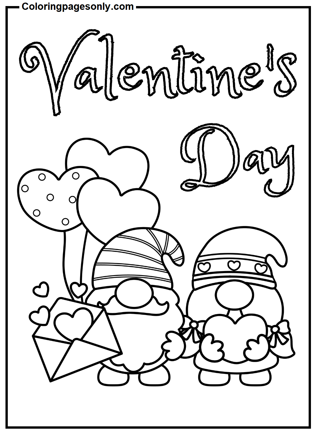 Gnomes Valentine's Day Coloring Pages