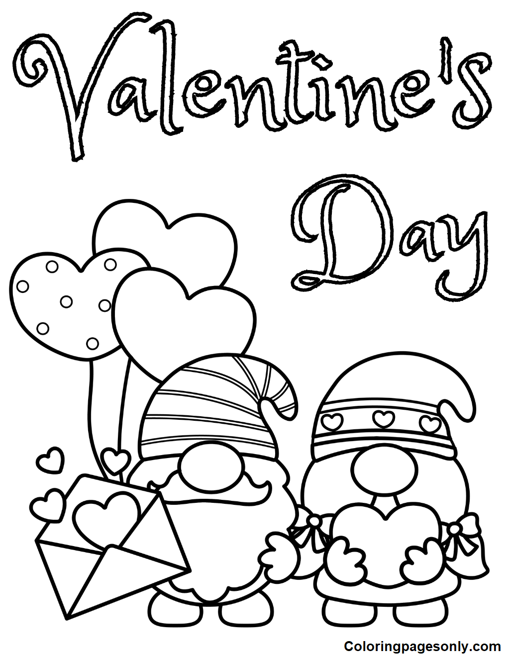 Gnomes Valentine’s Day Coloring Pages