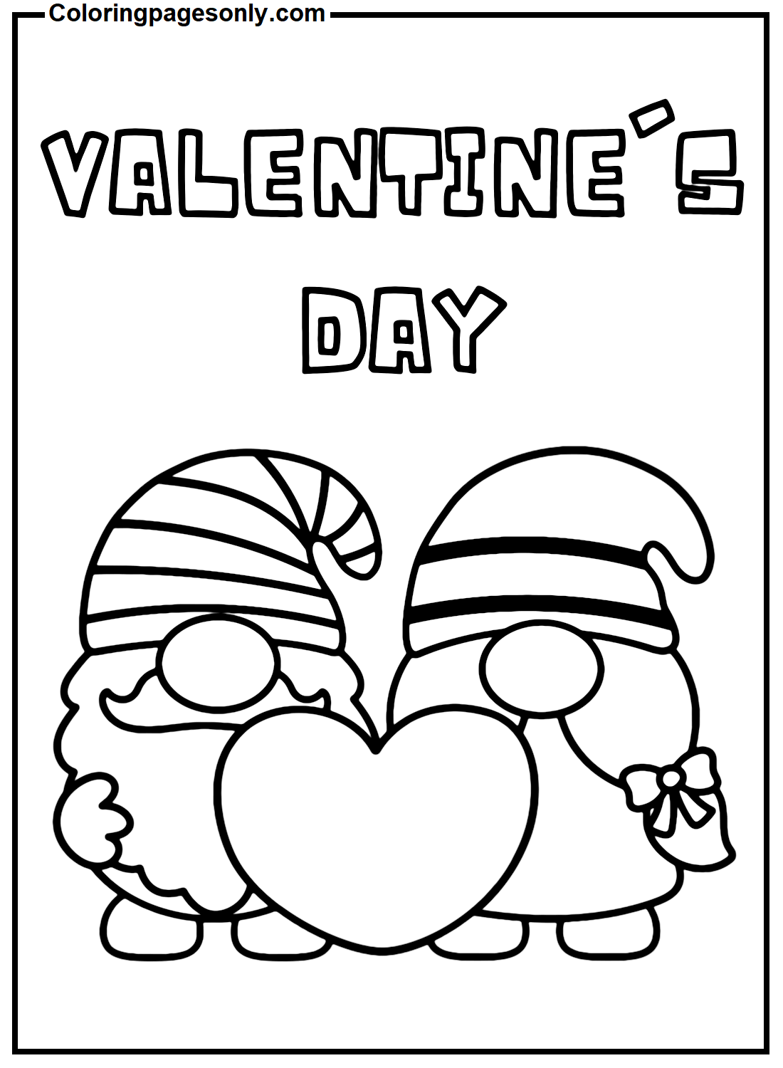 Gnomes In Valentine's Day Coloring Pages