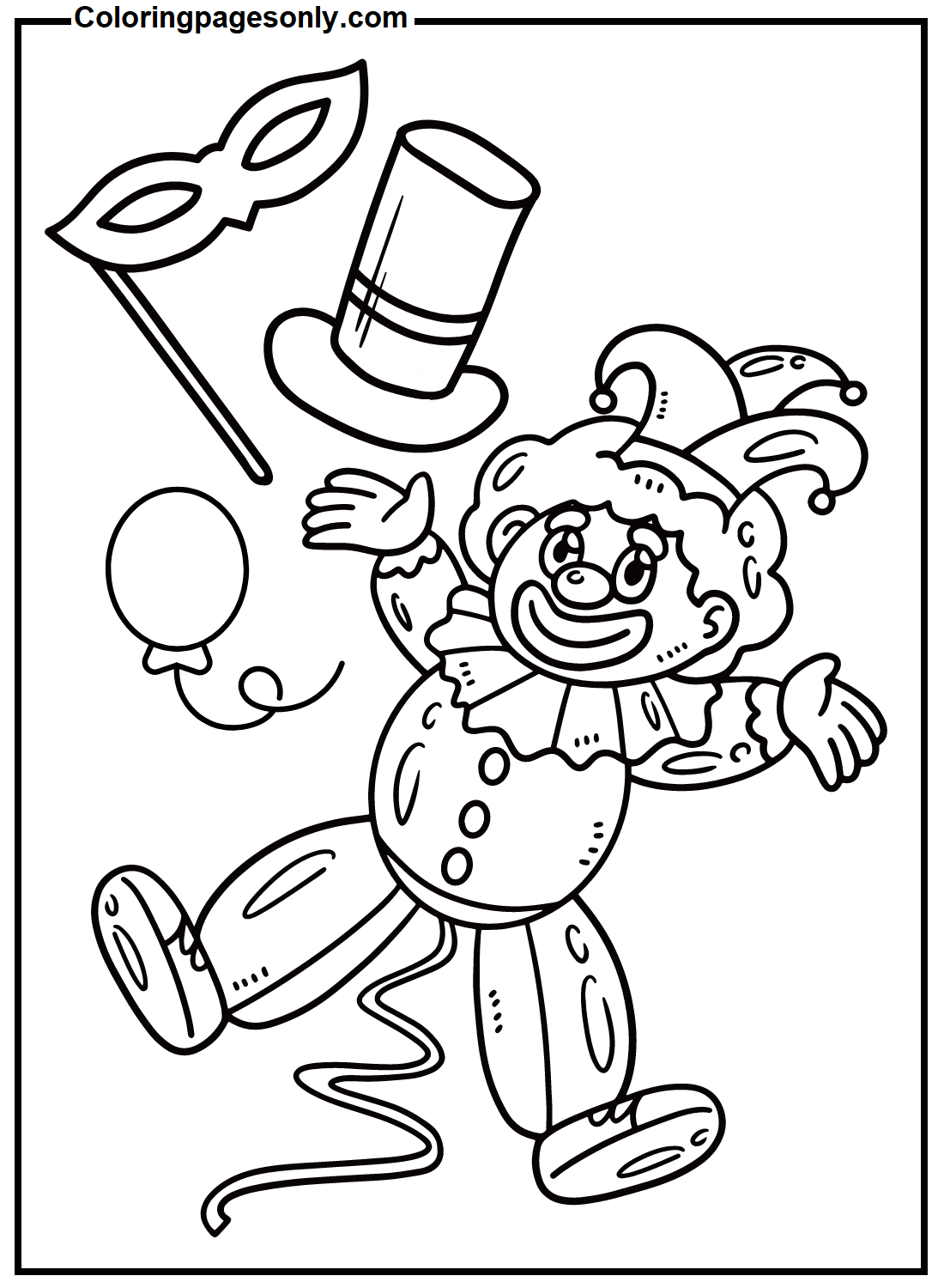 Happy Mardi Gras With Jester Boy Coloring Pages