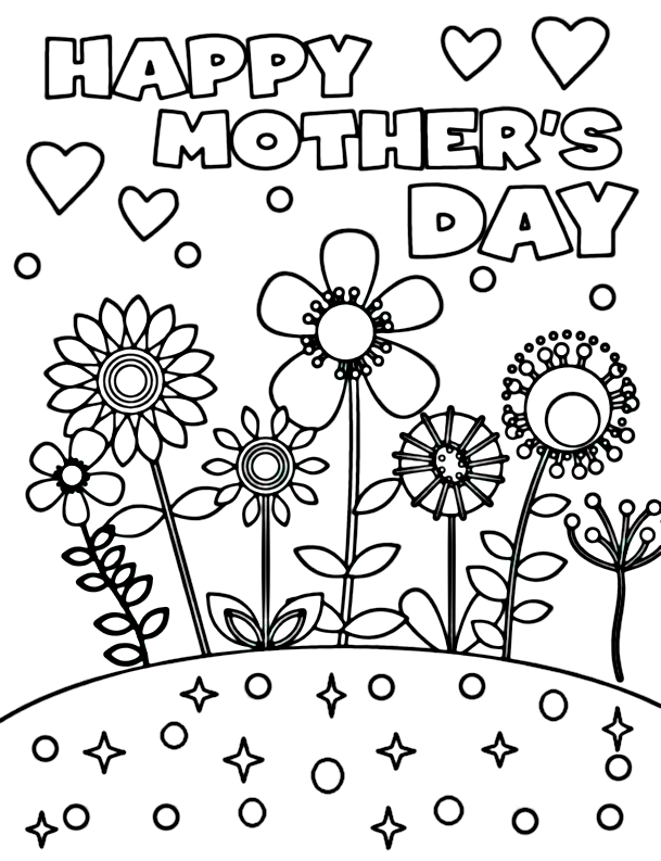Feliz Dia das Mães para colorir