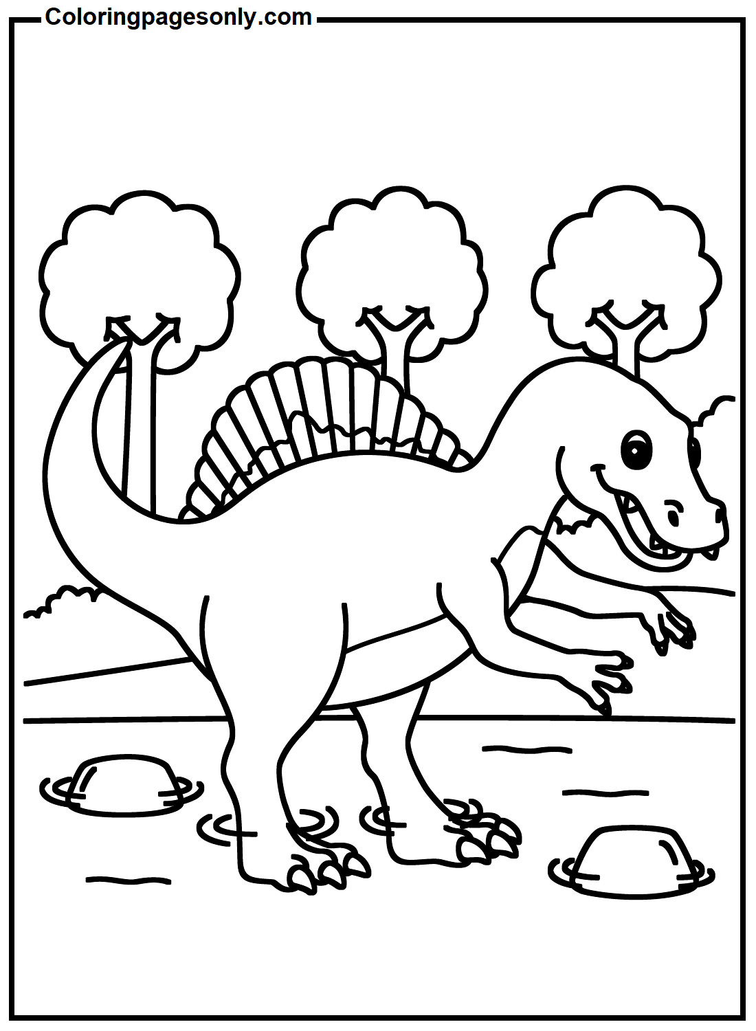 Happy Spinosaurus Coloring Pages