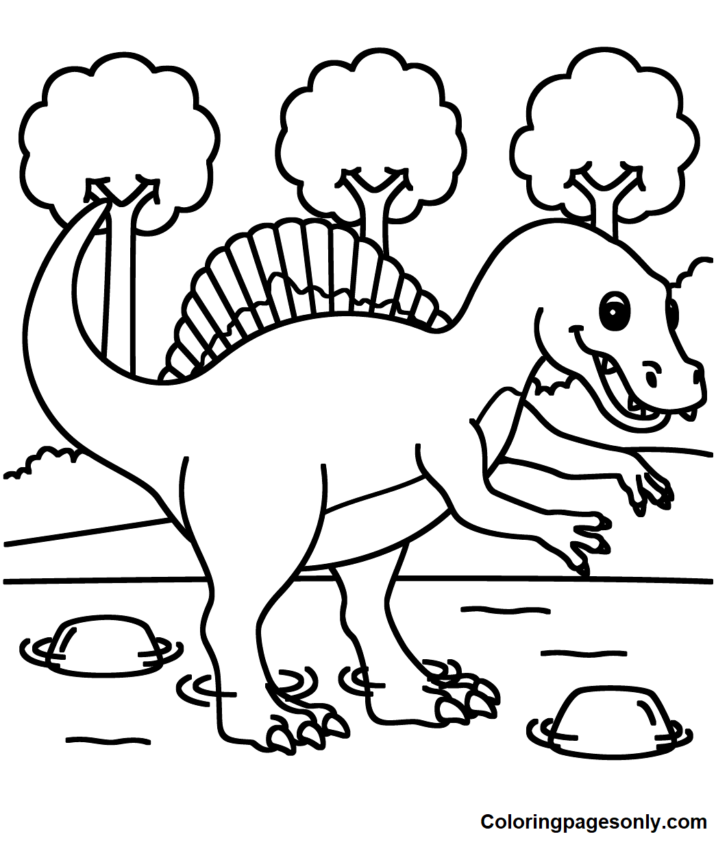 Happy Spinosaurus Coloring Pages