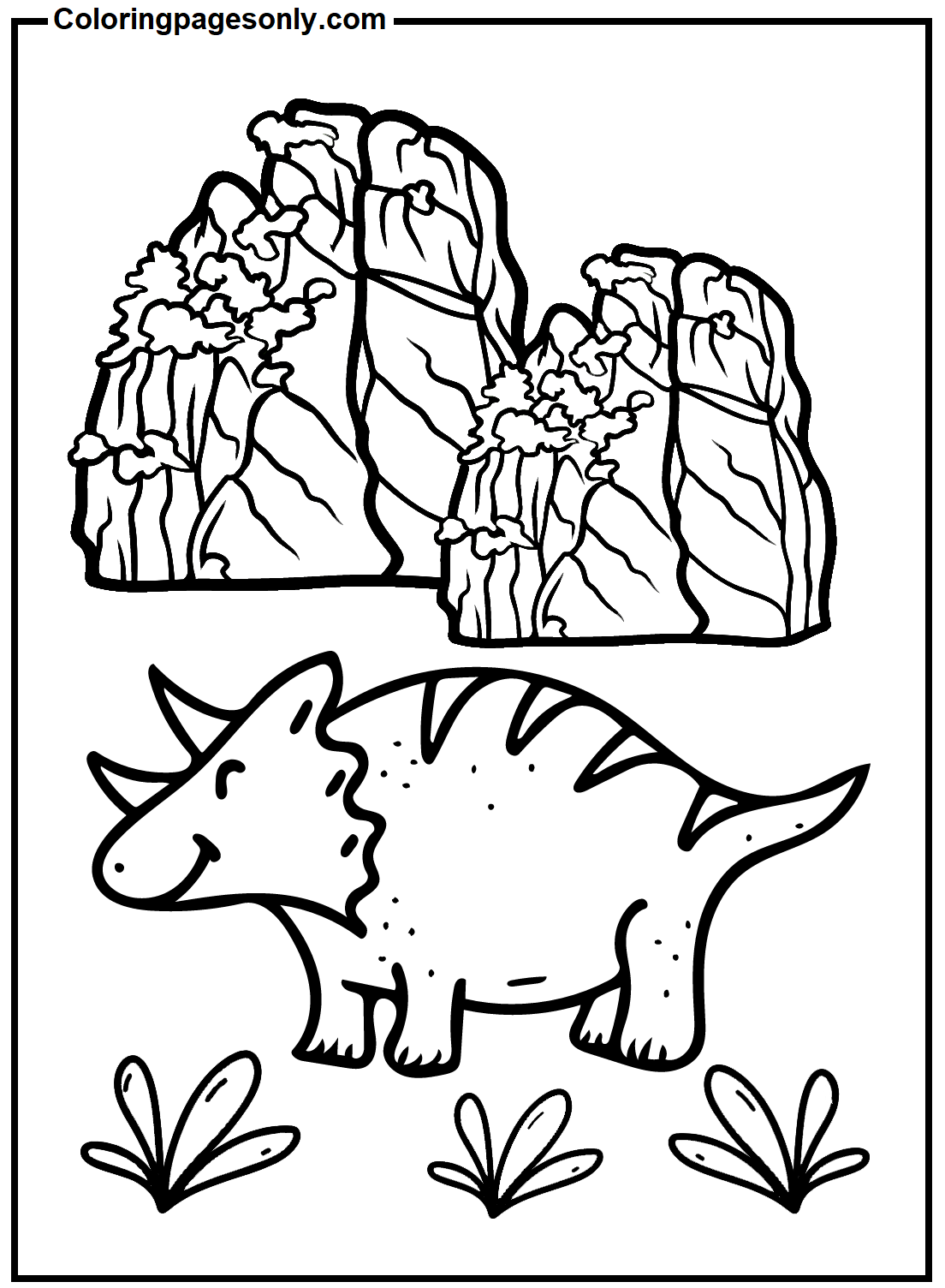 Happy Triceratops For Kids Coloring Pages