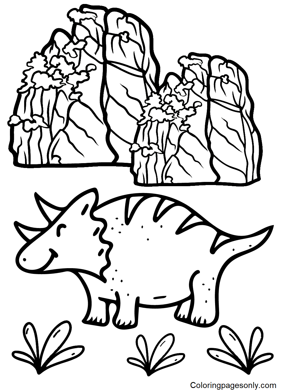 Happy Triceratops for Kids Coloring Pages