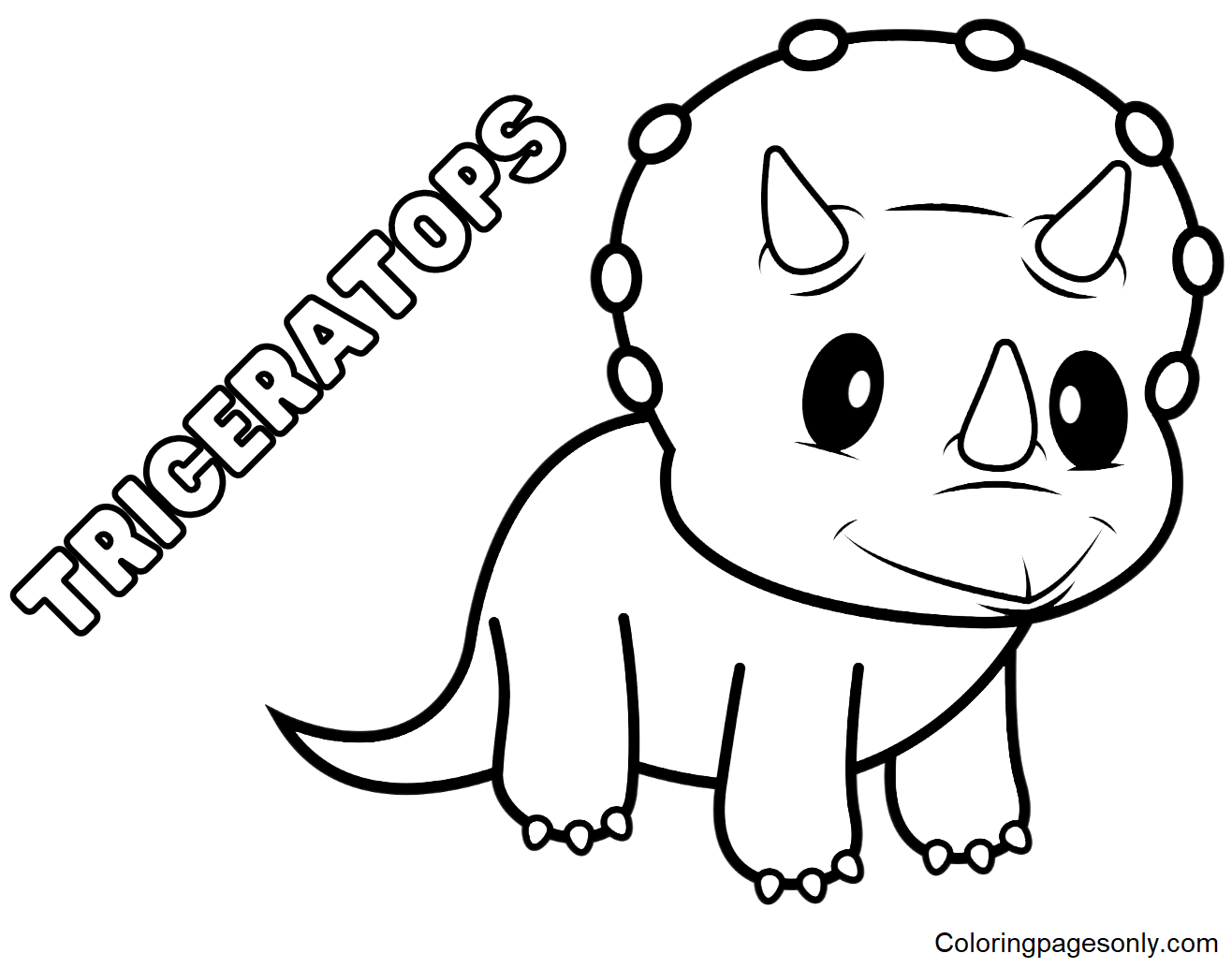 Happy Triceratops Coloring Pages