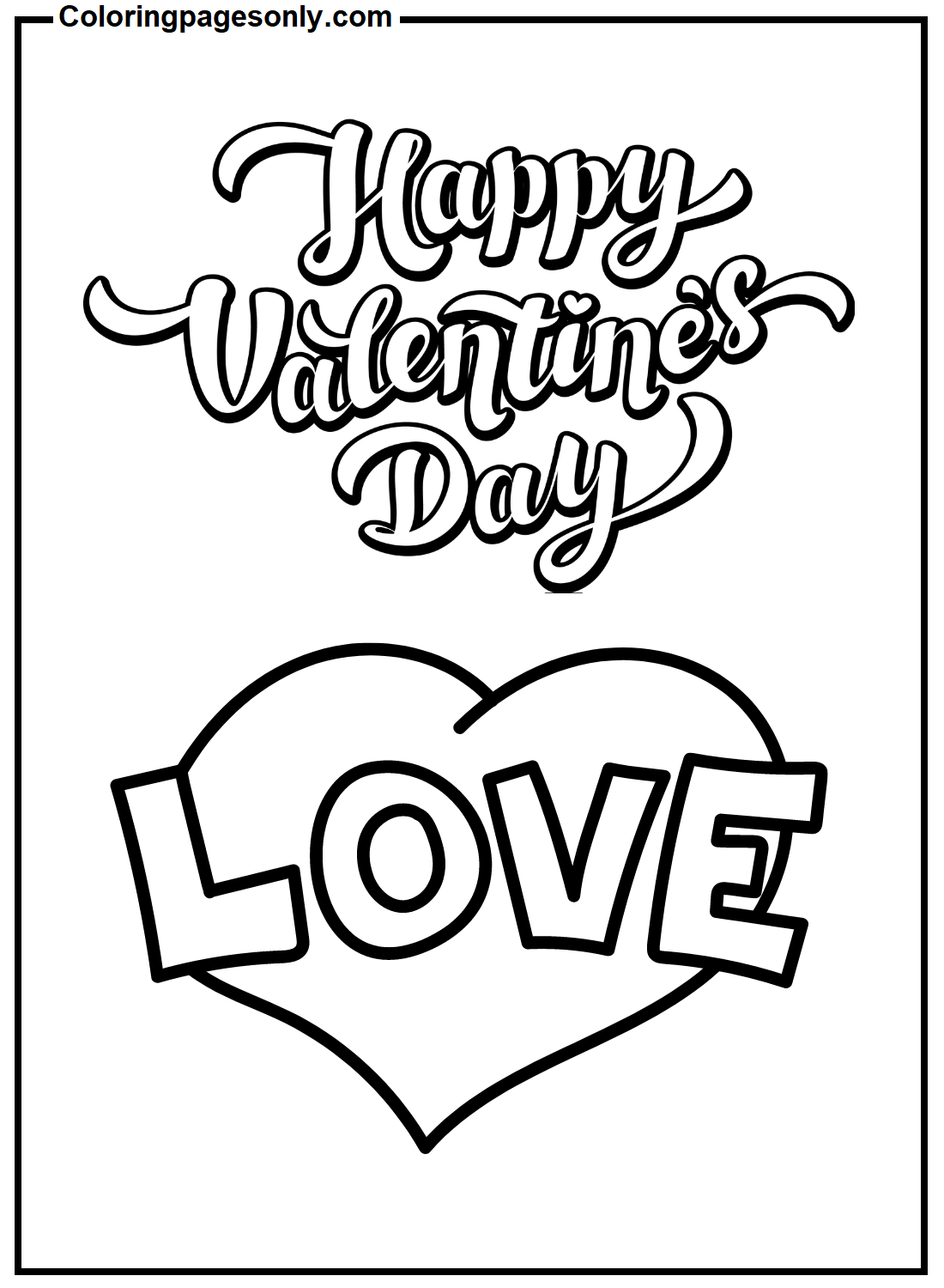 Happy Valentine’s Day With Heart Coloring Pages