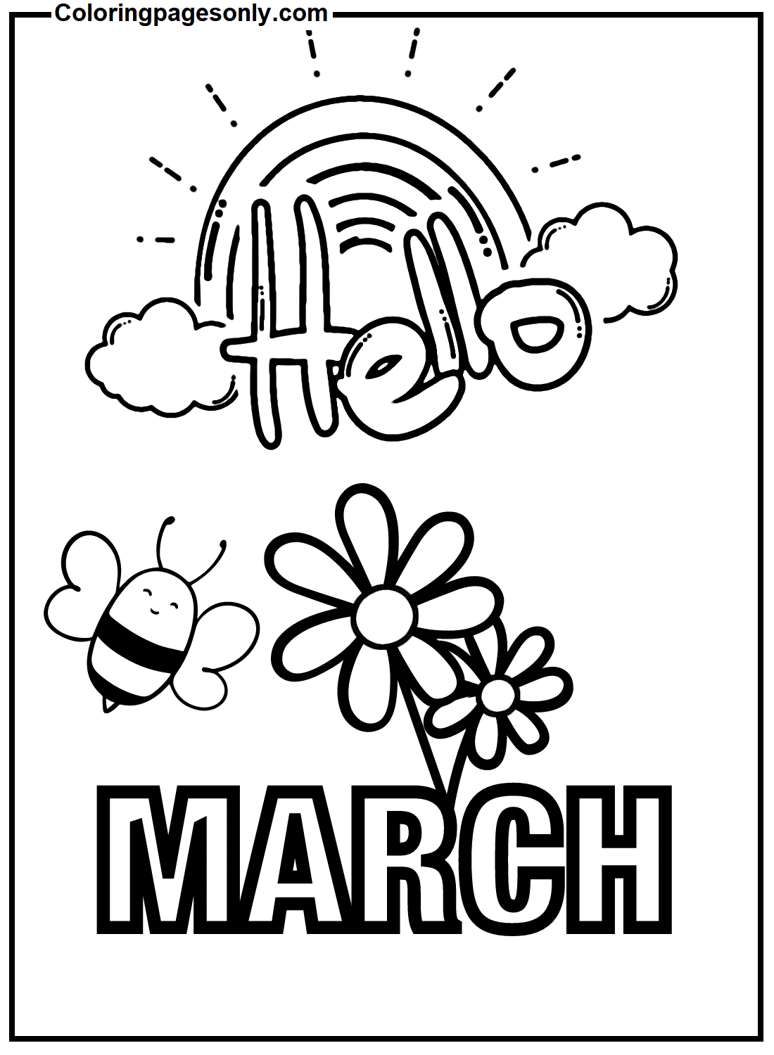 Hello March Coloring Page